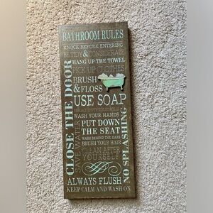 Bathroom rules decor sign